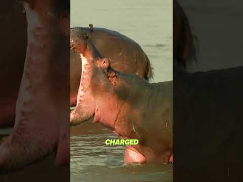 Hippo vs. Crocodile: The Ultimate Clash of River Titans!#fyp #animals #wildanimals #animalworld