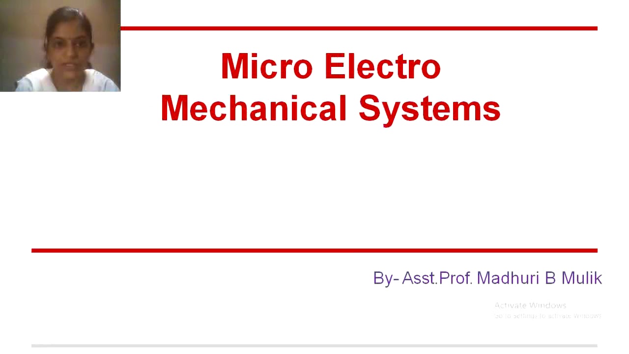 Introduction to MEMS-Lecture 1