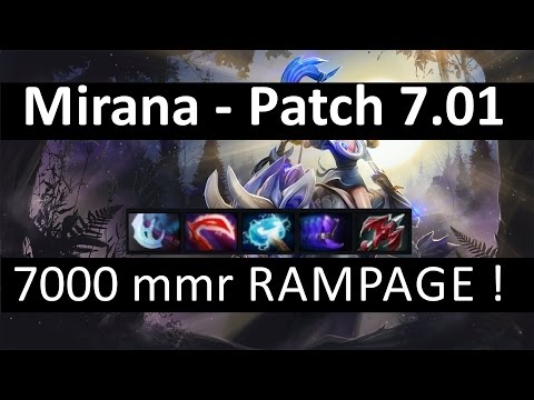 Mirana - Patch 7.01 - RAMPAGE ! INSANE CARRY BUILD [ 7000 mmr Ranked Dota 2 Gameplay ]