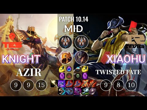TES knight Azir vs RNG Xiaohu Twisted Fate Mid - KR Patch 10.14