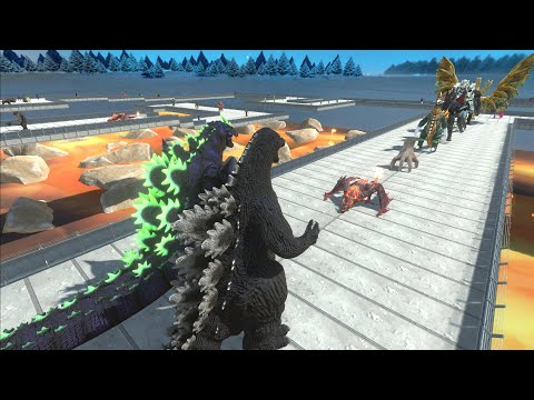 HEISEI GODZILLA VS SUPER GODZILLA FIGHT GHIDORAD LAVA DEATH RUN- Animal Revolt Battle Simulator