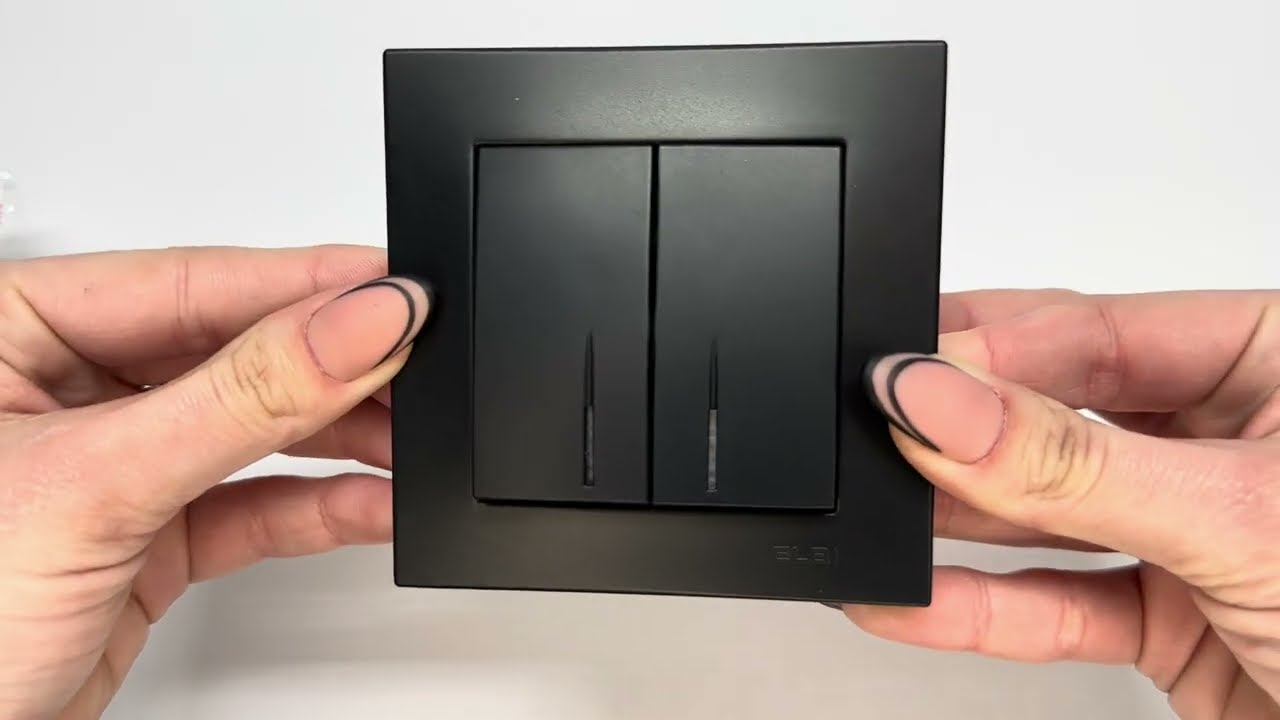 Вимикач двоклавішний з підсвіткою ELBI VEGA матовий чорний (510-014800-203)