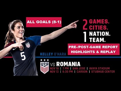 USWNT v. Romania - ALL Goals Clip (Link to ALL 9 in Vid/Below/At "USWNT Classics") - 11-10-16