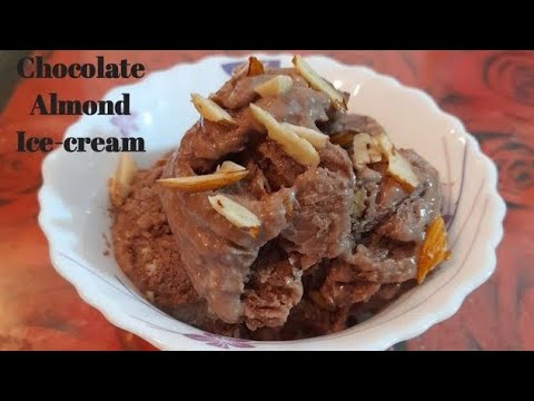 Easy Homemade Chocolate Ice Cream Recipe | Chocolate Almond Ice cream | चॉकलेट आइस्क्रीम
