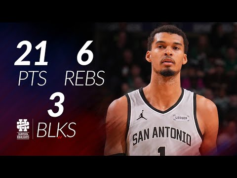 Victor Wembanyama 21 pts 6 rebs 3 blks vs Celtics 25/26 season
