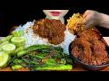 Messy Eating Spicy Beef With Green Tea Leaf Stir Fried Mustard Leaf White Rice