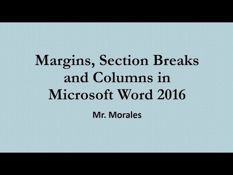 How to modify margins and create sections and columns