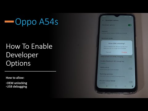 Oppo A54S ColorOS Android 11 |  Enable Developers Options | Allow OEM unlocking and USB debugging