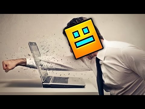 angry man rages at cube game
