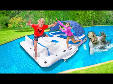 Who Will Survive the Sharer Fam Backyard Pond!? (Pond Monster Attacks!)