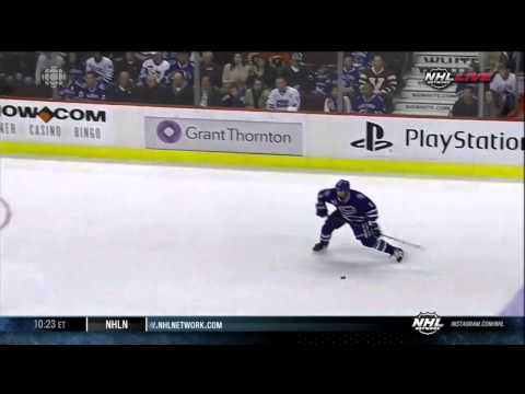 Dale Weise deflection goal 2-0 April 6 2013 Calgary Flames vs Vancouver Canucks