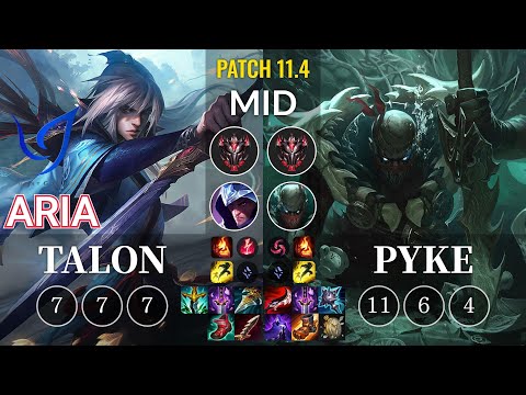 CGA Aria Talon vs Pyke Mid - KR Patch 11.4