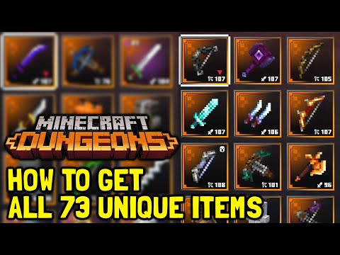 100% Guides - Minecraft Dungeons How To Get All 73 Unique / Legendary Items (Showcase)