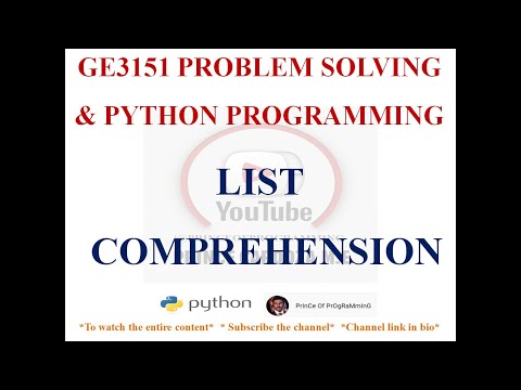 List Comprehension Advanced List Processing Ge3151 Problem Solving And Python Programming Notes