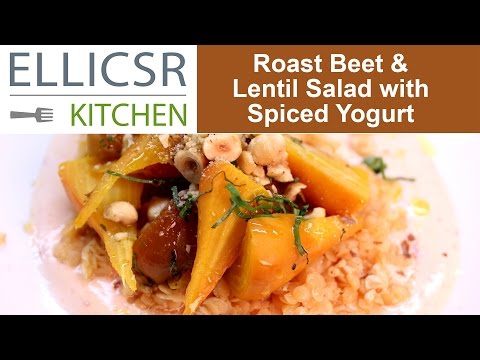 Roast Beet & Lentil Salad with Spiced Yogurt