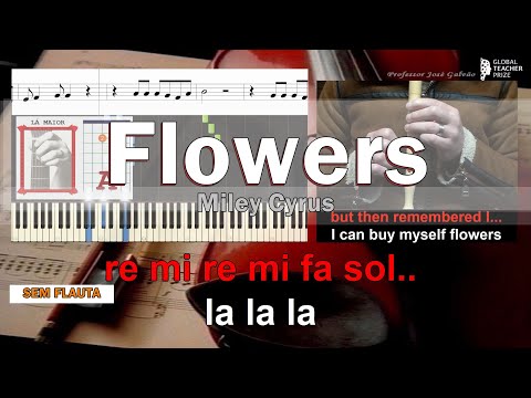 Flowers Miley Cyrus Notas Flauta Cifra Guitar Acordes Piano Karaoke Educacao Musical Jose Galvão SVG