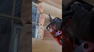 Cutting log cabin window opening