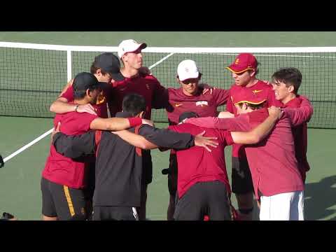 Our USC Men's Tennis Team Huddles before their Match vs the UCLA Bruins at Marks Stadium