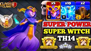 Best Th14 Over Power CWL Attack | 5 Super Witch + 10 Zap Spell + 2 Earthquake in Clash of Clans
