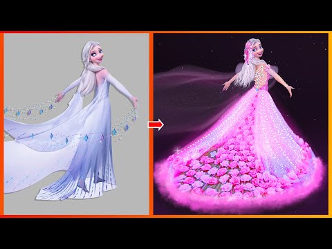 Frozen: Elsa Frozen Transformation - Elsa Frozen Disney Glow Up with Rose Dress