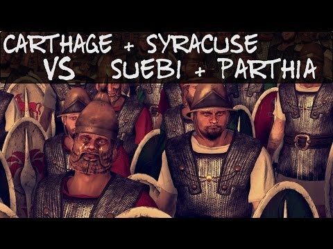 Total War Rome 2 Online Battle 85 Carthage + Syracuse vs Suebi + Parthia