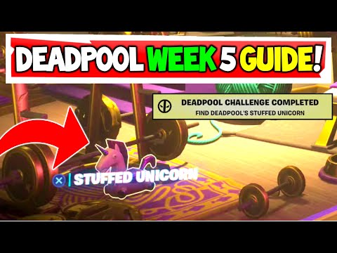 Find Deadpool's Stuffed Unicorn Location - Fortnite Week 5 Deadpool Challenge (Unlock Deadpool)