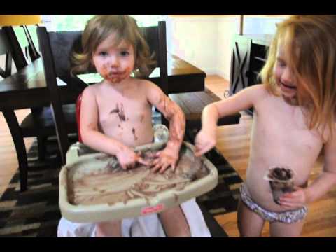 My children enjoying a pudding bath!