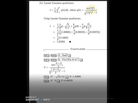 Numerical Integration : Example Gauss Quadrature
