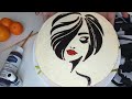 Cake with a pattern // Drawing on the cake.  How to make any drawing on the cream.