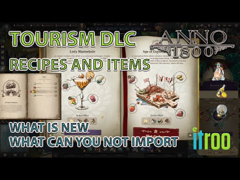 Anno 1800 Tourism DLC New Recipes , New Items and import availability