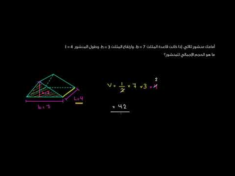 الصف السابع الرياضيات الهندسة حجم المنشور الثلاثي والمكعب