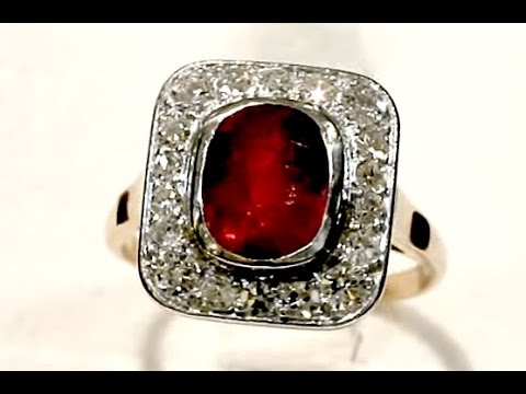 Ruby and Diamond, 18 ct Rose Gold Dress Ring - Antique French Circa 1920 - AC Silver W9274