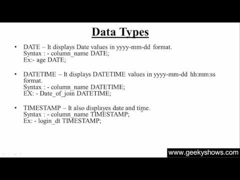 12 DATE DATATIME and TIMESTAMP Data Type in SQL Hindi