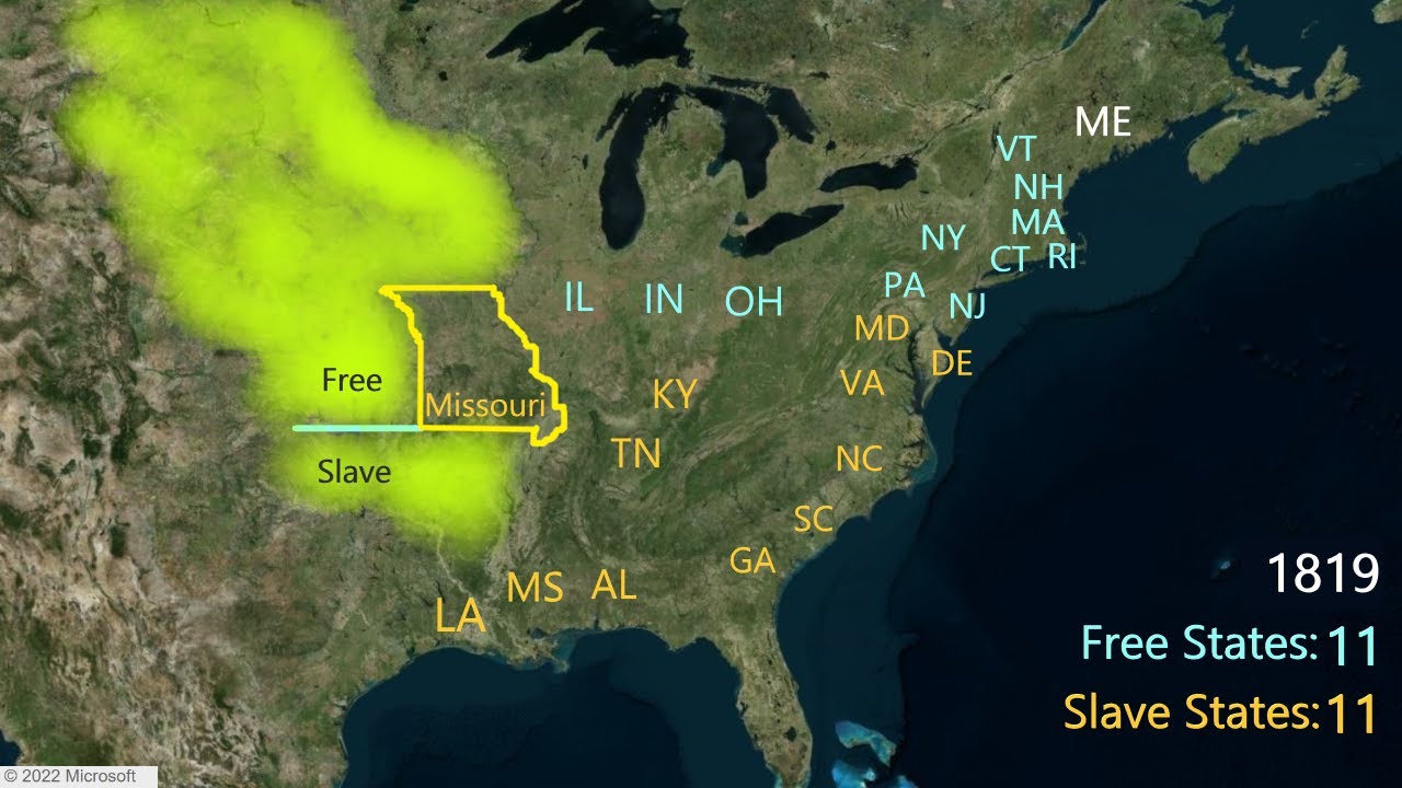 Which region north or south had the most land in 1820?