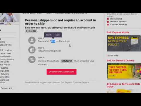 Part of a video titled How to Create Account | Signup DHL - YouTube
