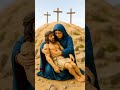 Mary Weeps as She Holds Jesus at Golgotha