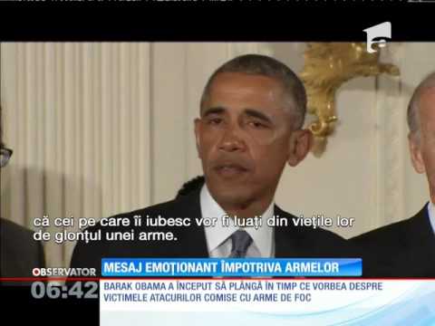Barack Obama a izbucnit în lacrimi în timp ce vorbea despre victimele masacrelor comise cu arme de