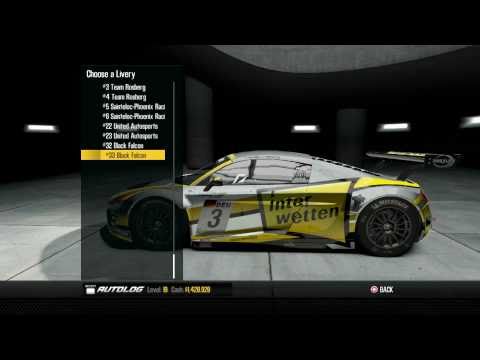 Shift 2 Unleashed GT3 Car Menu