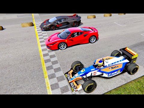 Minardi F1 1994 vs Ferrari F8 Tributo vs Lamborghini SC18 Alston - Old Monza