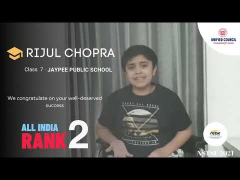 RIJUL CHOPRA   Class 7   NSTSE Rank 2
