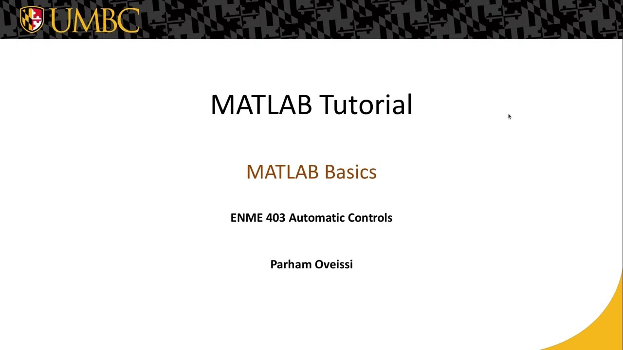 Matlab Tutorial 01 Matlab Basics
