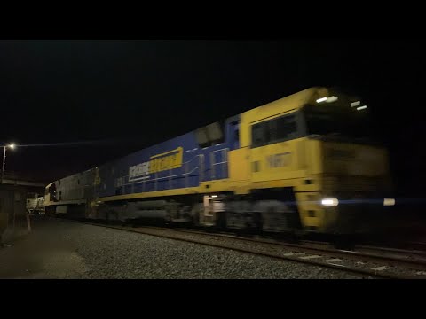 Up 2PM5 Pacific National container train with NR7 and NR13 passing through Gheringhap 1/5/2025