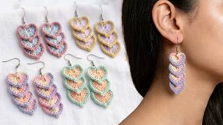 DIY "Crochet HEART Earrings" For Absolute Beginners | Step by Step Tutorial