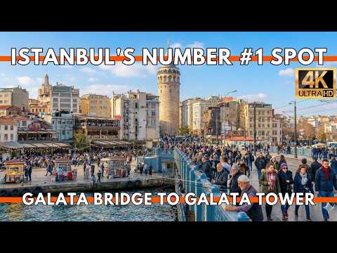 Istanbul Turkey 2026 4K Walking Tour | Best City Center Route: Galata Bridge → Galata Tower&Istiklal