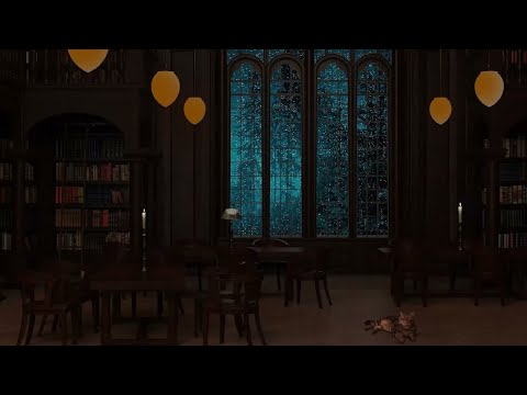 Rainy Night in Ancient Library - Rain Sounds Helps to Focus on Studying not to be Distracted From