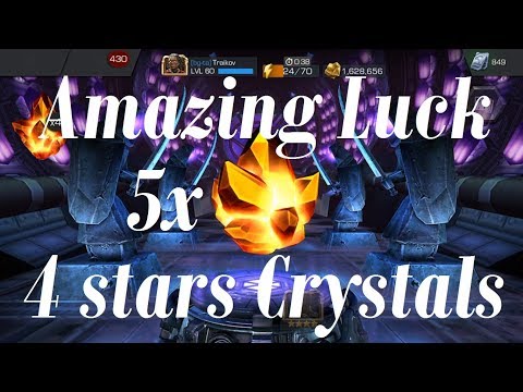 5x Four Stars Hero Crystals Opening - Marvel Contest Of Champions