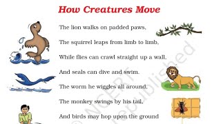 How Creatures Move | Explanation, English For Class 3rd (NCERT) |