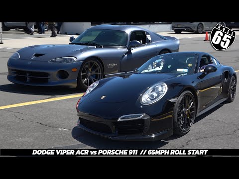 Dodge Viper ACR vs. Porsche 911 Turbo: 65MPH Roll Race at Pocono Raceway!