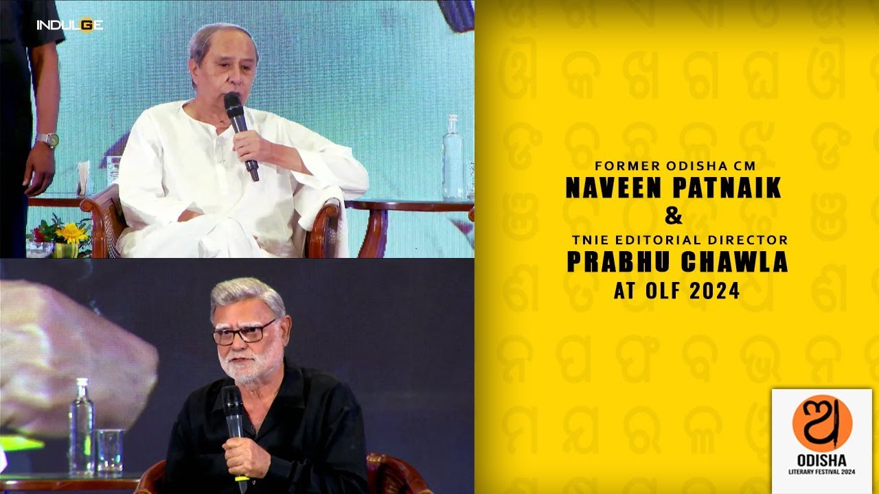 Former Odisha CM Naveen Patnaik and TNIE Editorial Director Prabhu Chawla at OLF 2024