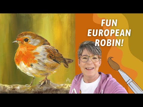 ACRYLIC European ROBIN! Drawing/painting tips, GREAT Beginner Acrylic Painting! By: Annie Troe